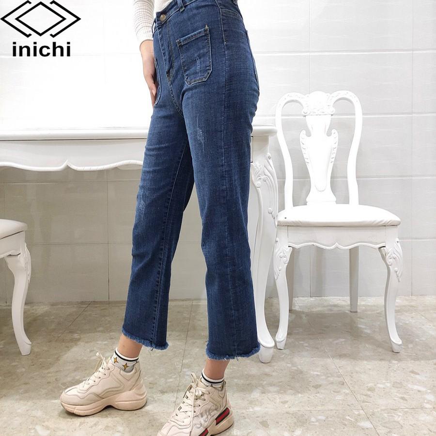 Quần jean nữ Q683 baggy chất bò cạp cao xước ít INICHI Official