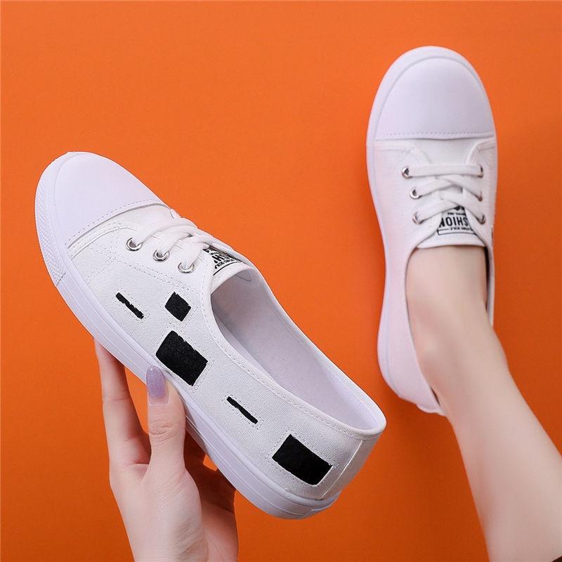 Giày Lười Nữ Vải Canvas Đế Bằng Phong Cách Mới