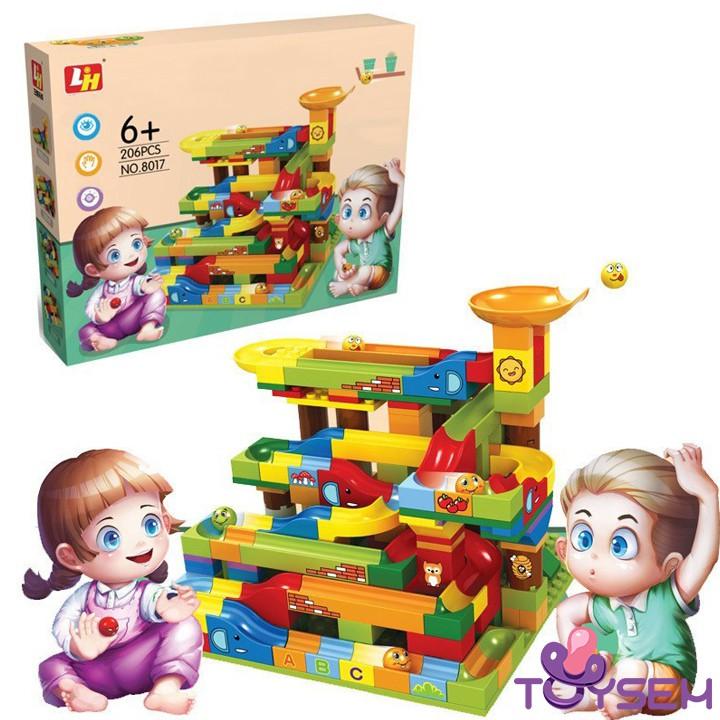 Đồ chơi lắp ráp mô hình cầu trượt thả bi 206 chi tiết JS8017 - Quà tặng sinh nhật cho bé đồ chơi xếp hình