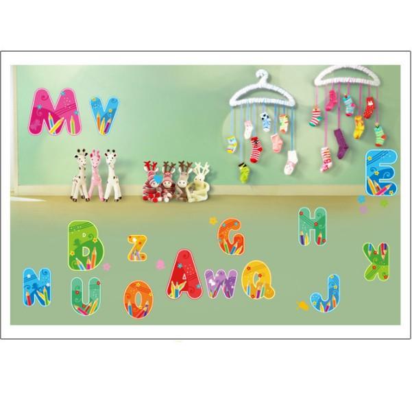 Decal trang trí tường - Bảng chữ cái bút sắc màu