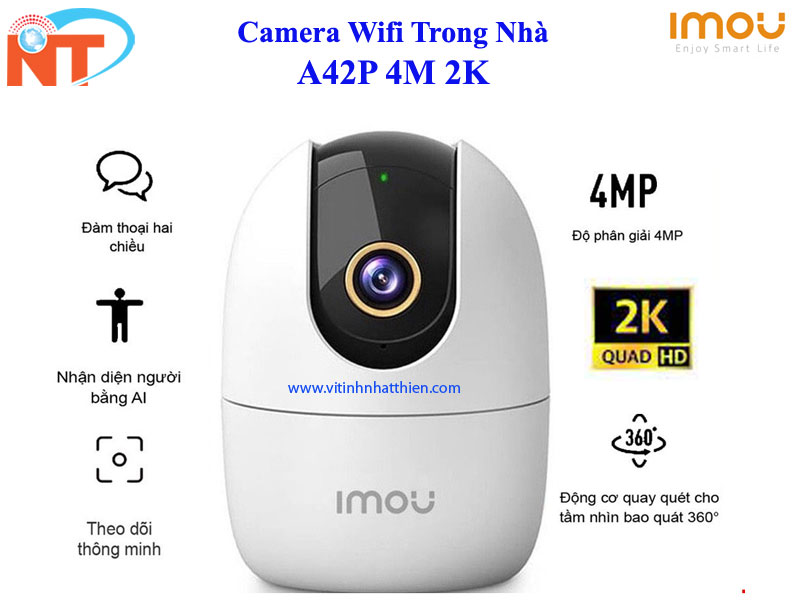 Camera IP Wifi IMOU A42P 4.0MP Giám Sát An Ninh có kèm thẻ nhớ - Hàng Chính Hãng