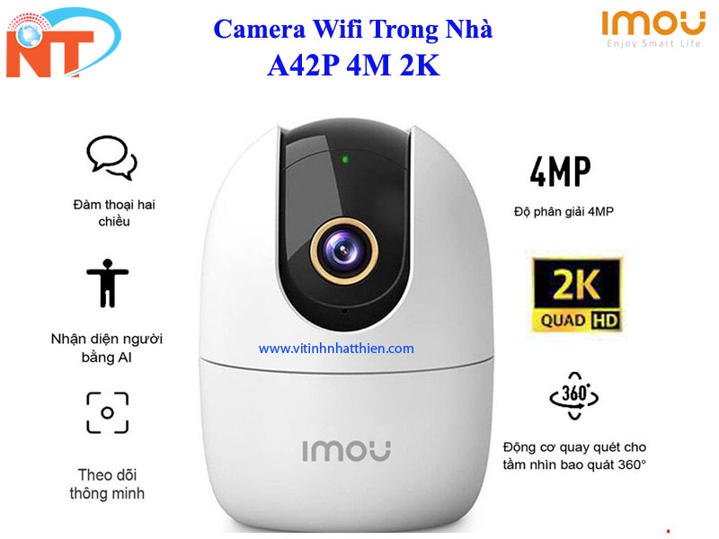 Camera wifi gia đình IMOU Ranger 2 A42P 4MP chính hãng xoay 360 độ , đàm thoại hai chiều , nhận thông báo khi phát hiện chuyển động và tiếng động lạ - Hàng Chính Hãng