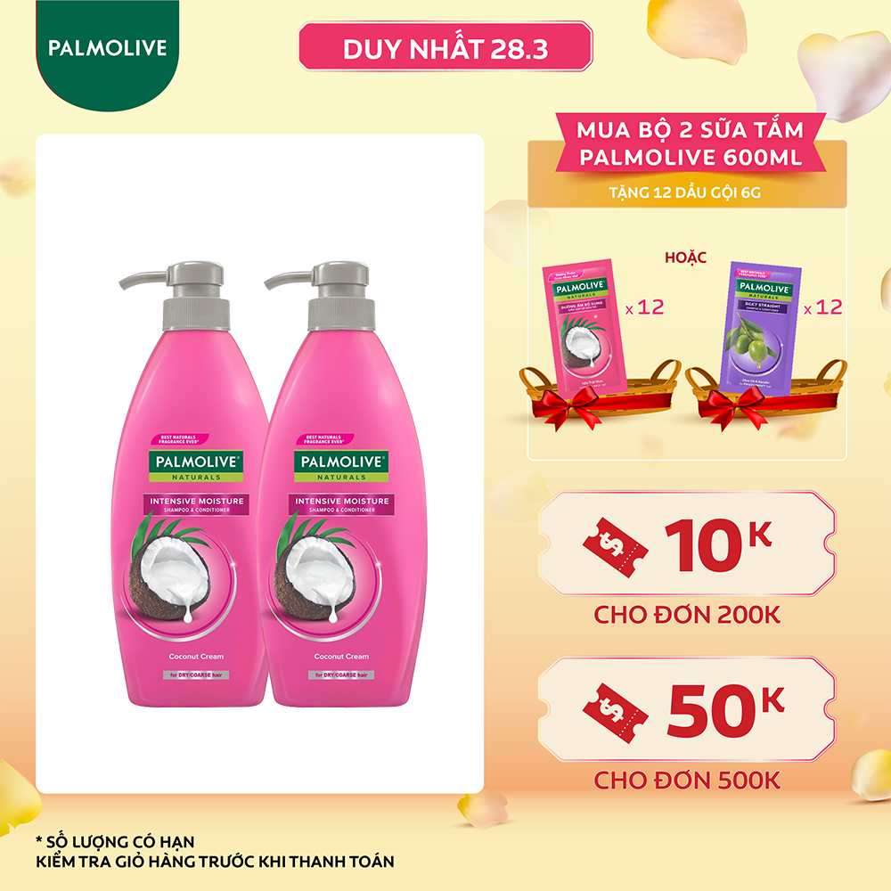 Bộ 2 Dầu gội xả 2in1 Palmolive thiên nhiên 600ml