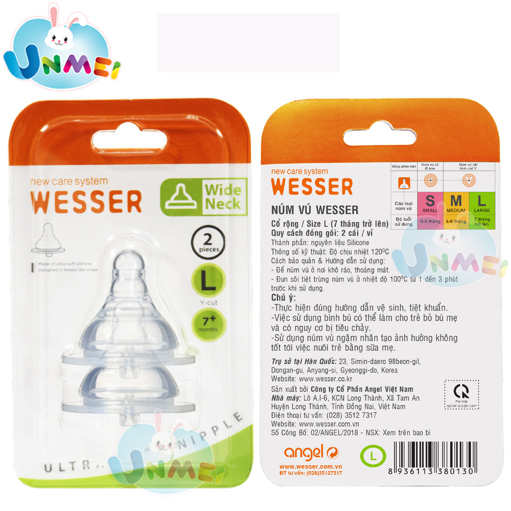 Hộp 2 Núm Ty Wesser Cổ Rộng