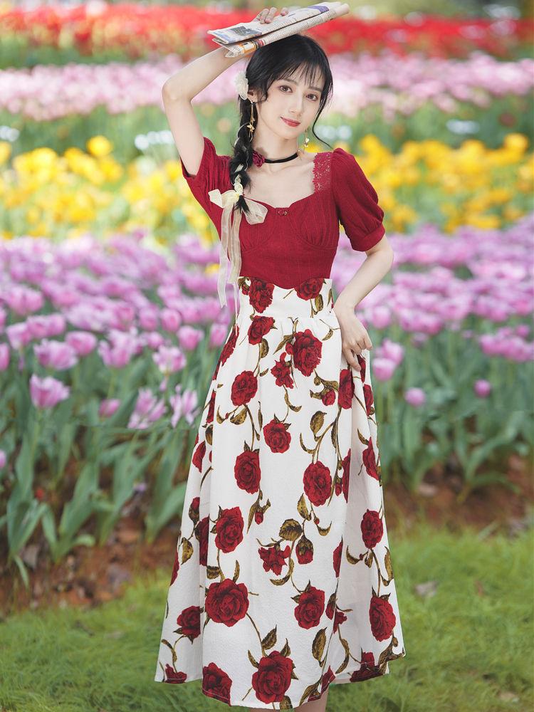 DIYIWEI Trang phục nữ nhẹ nhàng, phong cách Hồng Kông, cao cấp, kiểu Pháp, hai bộ mùa hè, hoạt bát, giảm tuổi, thời trang.