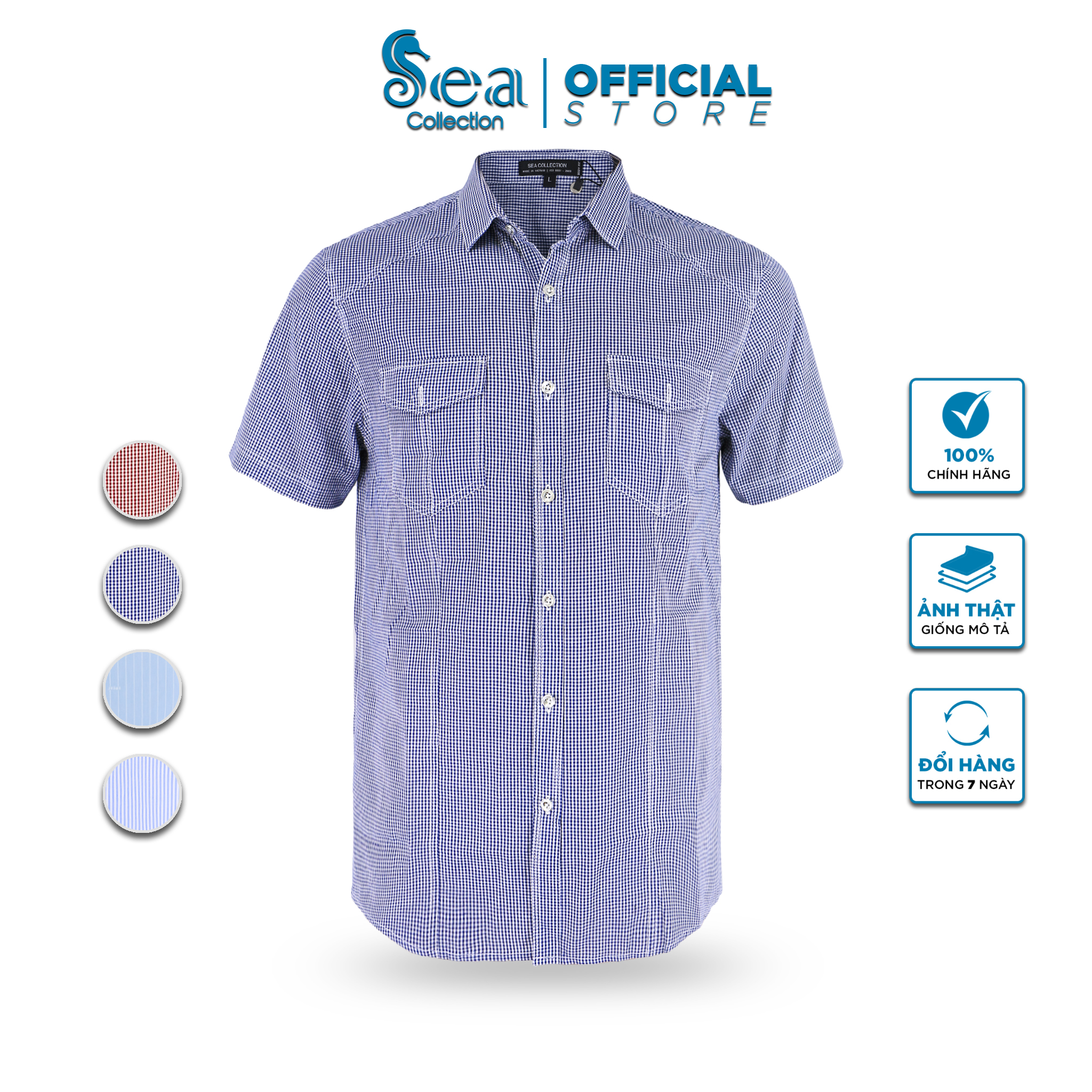 Áo Sơ Mi Nam Caro Sọc Ngắn Tay 12107 Sea Collection