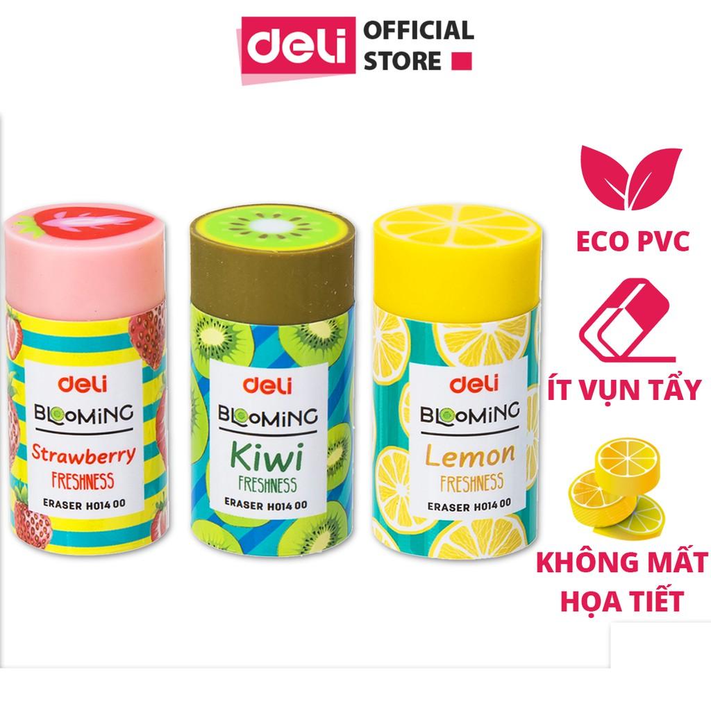 Tẩy 2B Deli, 40×22×12mm, Kiwi, Dâu, Chanh - 3 chiếc - EH01400-3C