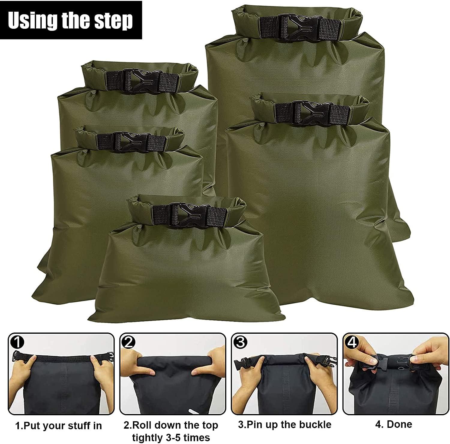 5 Túi Khô Chống Thấm Nước, 1.5L /2.5L /3.5L /4.5L /6L Túi Khô Nhẹ Túi Khô Di Động Cho Đi Bộ Ngoài Trời, Câu Cá, Cắm Trại