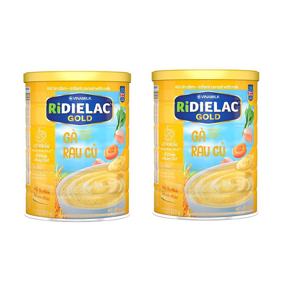 BỘ 2 LON BỘT ĂN DẶM RIDIELAC GOLD GÀ RAU CỦ - 350G