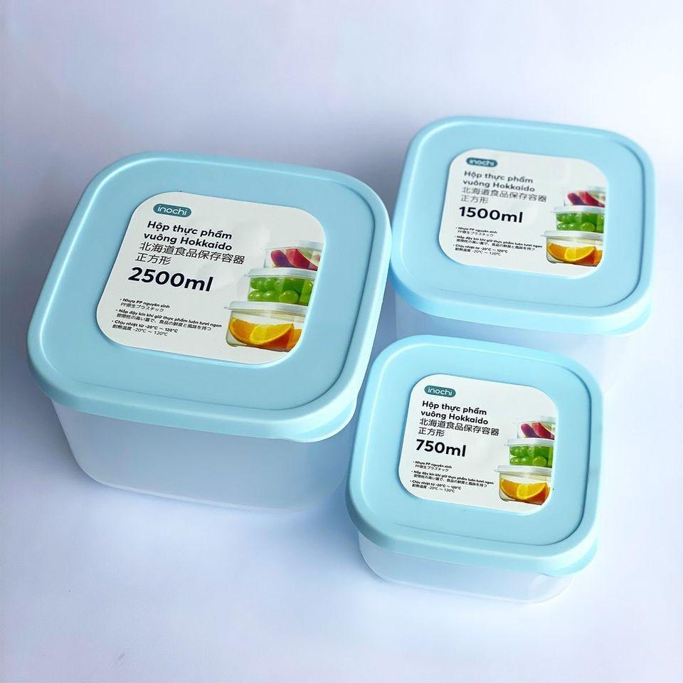 Hộp Đựng Thực Phẩm Vuông 750 - 1500 - 2500ml Dự Trữ Đồ Ăn, Thực Phẩm Trong Tủ Lạnh INOCHI