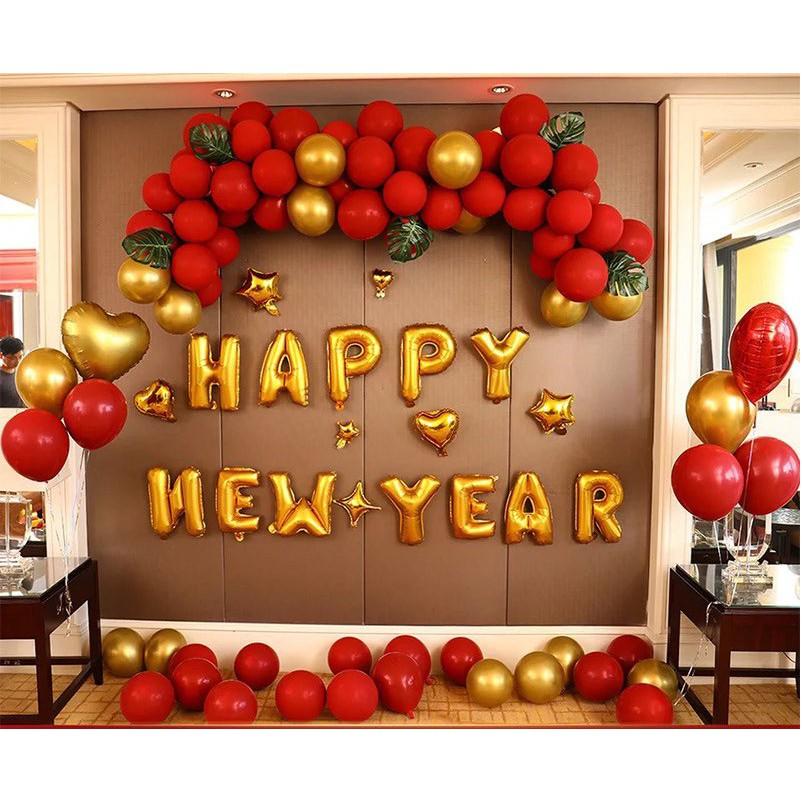 Set bóng chữ Happy New Year đủ phụ kiện MS004( kèm bơm và băng dính)