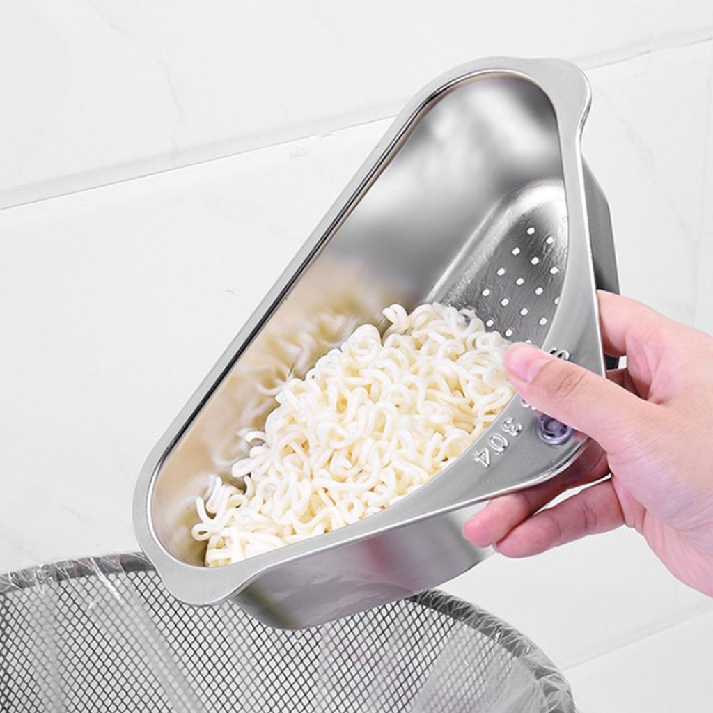 3X Stainless Steel Sink Drainage Basket with Suction Cup Corner Sink Strainer
