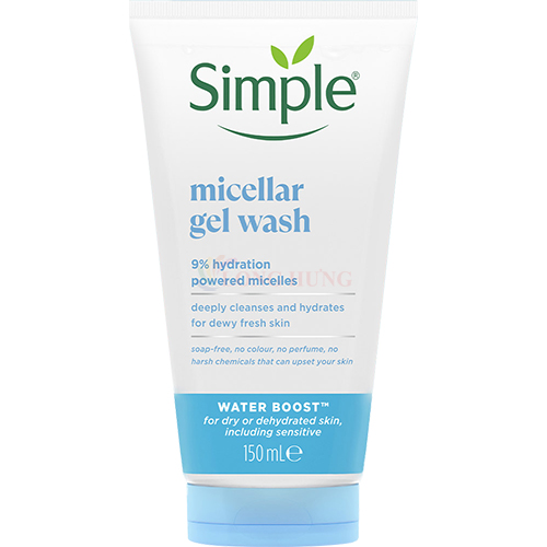 Sữa rửa mặt Simple Micellar Gel Wash giúp cấp ẩm và sạch sâu cho da khô (150ml) - Hàng chính hãng