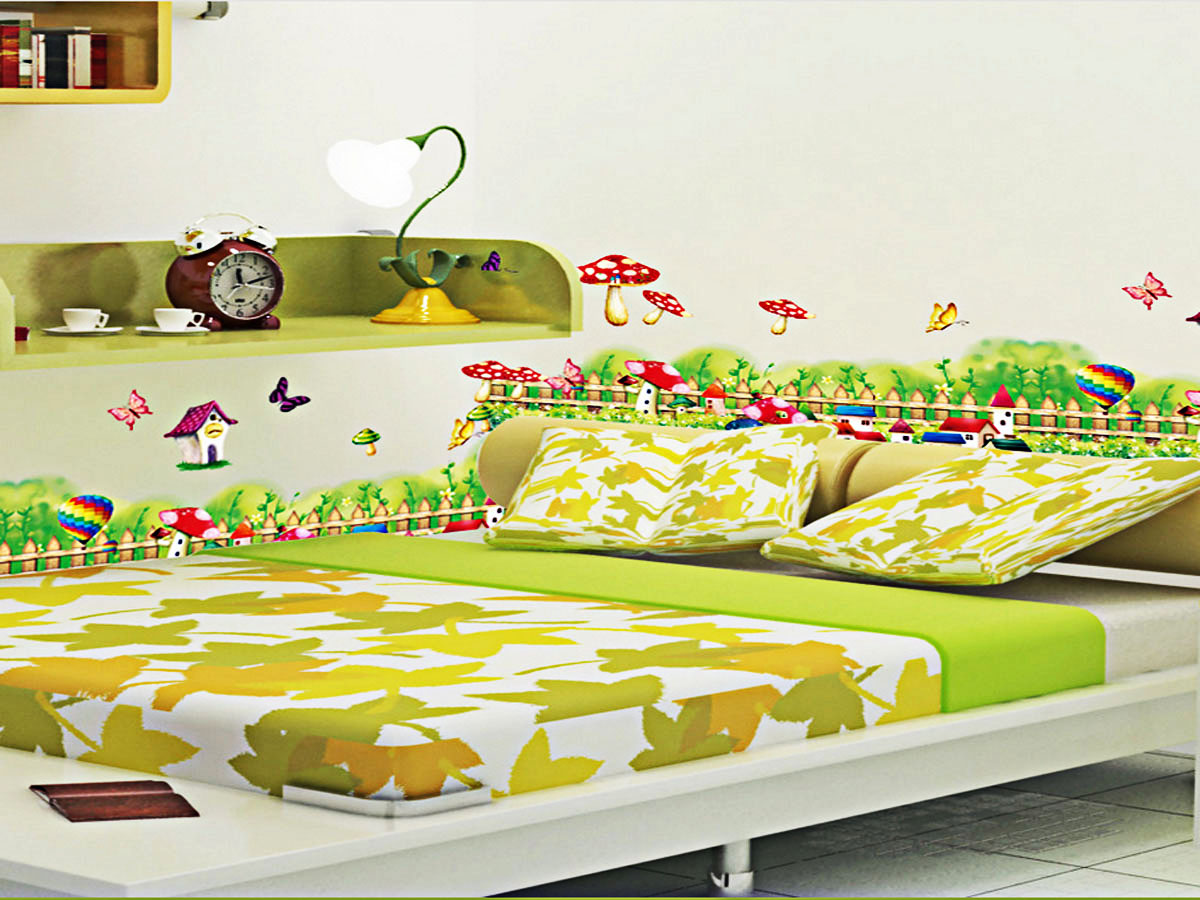 decal dán tường chân rào nấm am7095