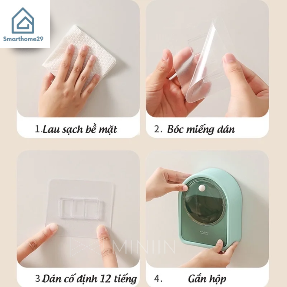 Hộp Đựng Bông Tẩy Trang, Cột Tóc, Tăm Bông Treo Tường Thông Minh - Hàng Loại 1 - Chính Hãng MINIIN