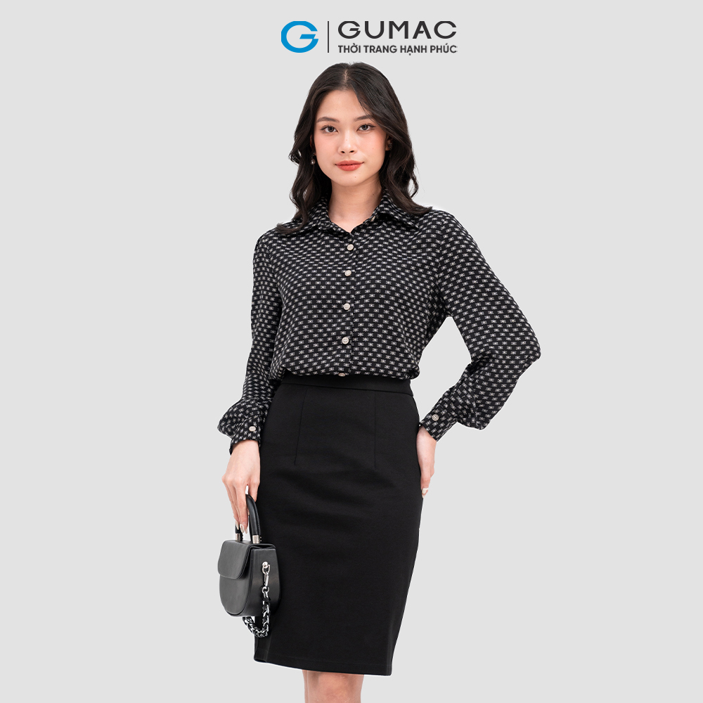 Chân váy bút chì xẻ đắp GUMAC VC08127