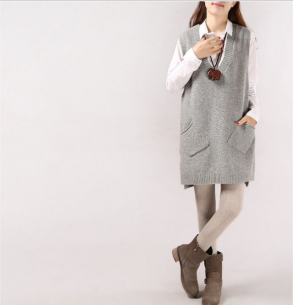 Áo gile len nữ Haint Boutique có túi phối được nhiều kiểu cách HB02