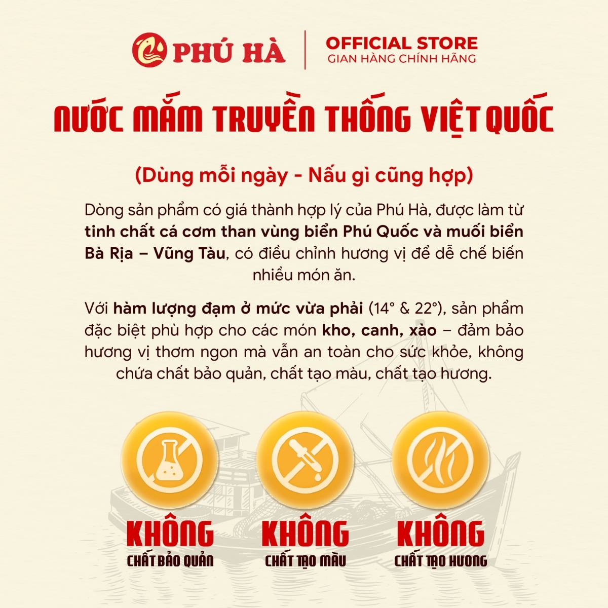 Nước mắm truyền thống Việt Quốc Phú Hà 22 độ đạm - 1 Chai 1 lít