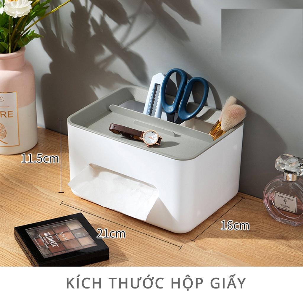 Hộp khăn giấy đa chức năng đựng đồ kẹp điện thoại phòng khách nhà bếp babo