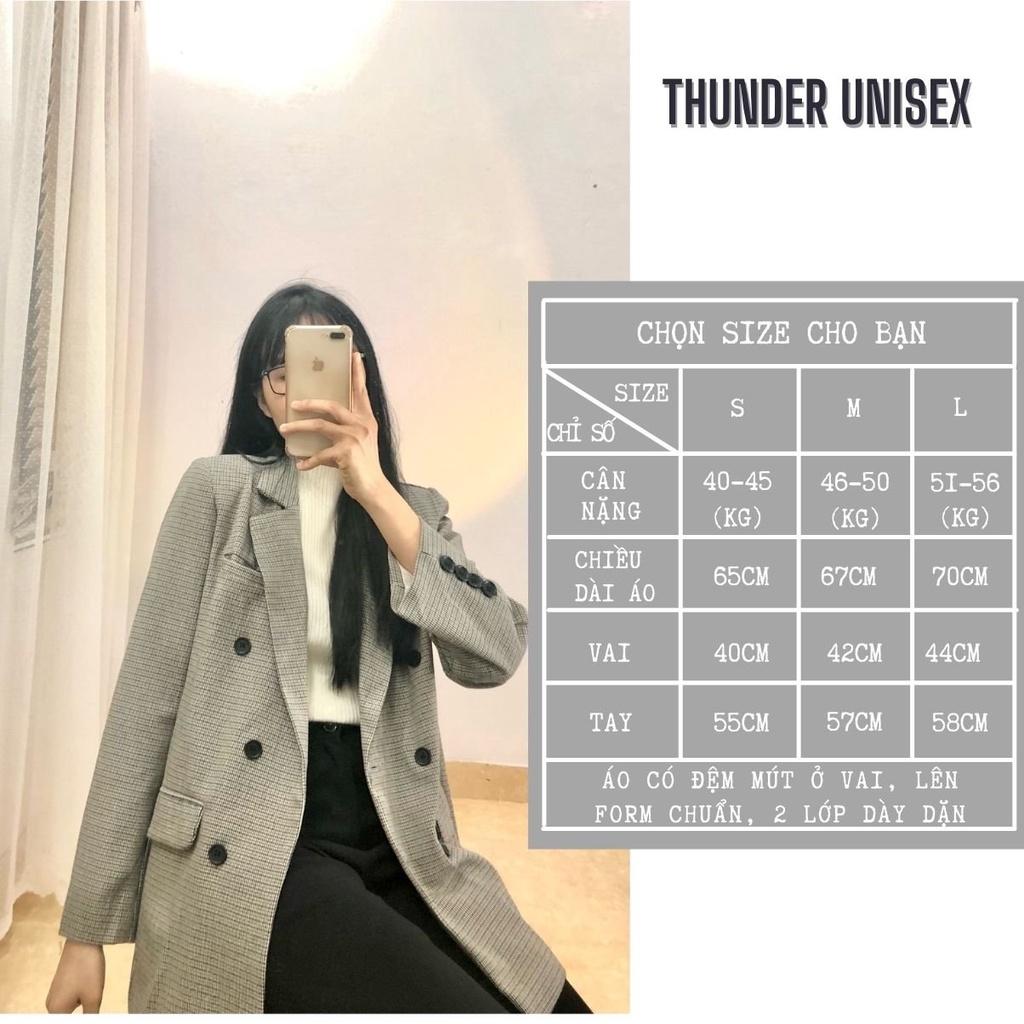 Áo Blazer Kẻ Tay Dài Áo Vest Nữ 2 Lớp Dày Dặn Kiểu Dáng Hàn Quốc Form Chuẩn ThunderUnisex Áo Khoác Cho Nữ