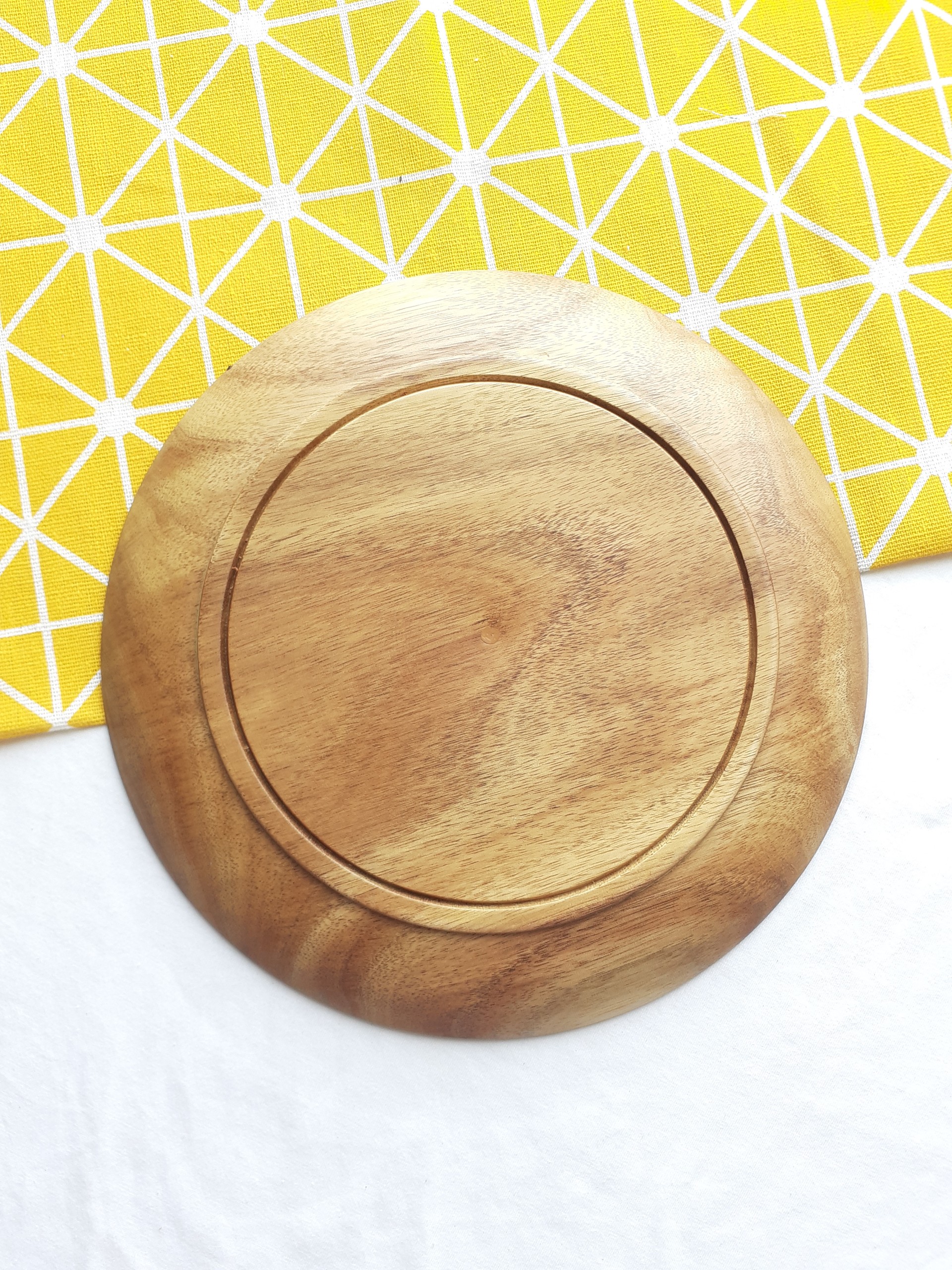 Khay, đĩa gỗ KEO tròn 22 cm đựng bát, hoa quả, đồ ăn
