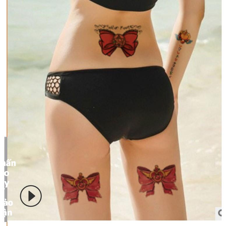 Hình xăm dán hoa hồng khoe sắc xuân 15x21cm