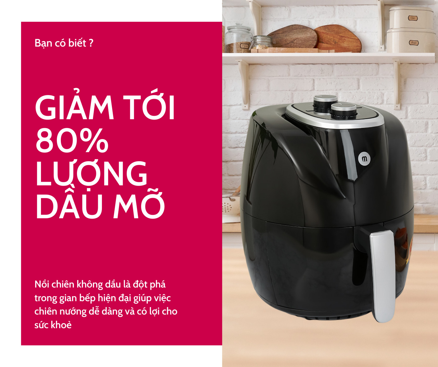 Nồi Chiên Không Dầu 5.0L Mishio MK268 - hàng chính hãng