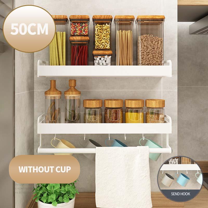 Vật Dụng Nhà Bếp Đấm Không Mạnh Treo Tường Mặt Dây Chuyền Có Giá Để Đồ Inox Giá Để Dao Trắng Kệ Gia Vị Giá