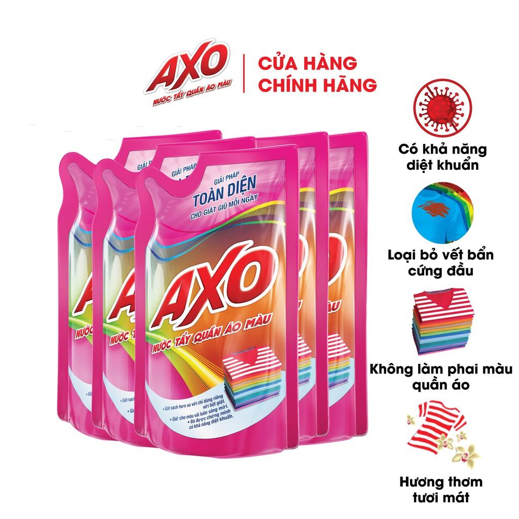 Combo 5 Nước Tẩy Quần Áo Màu AXO Hương Hoa Đào Túi 400ML