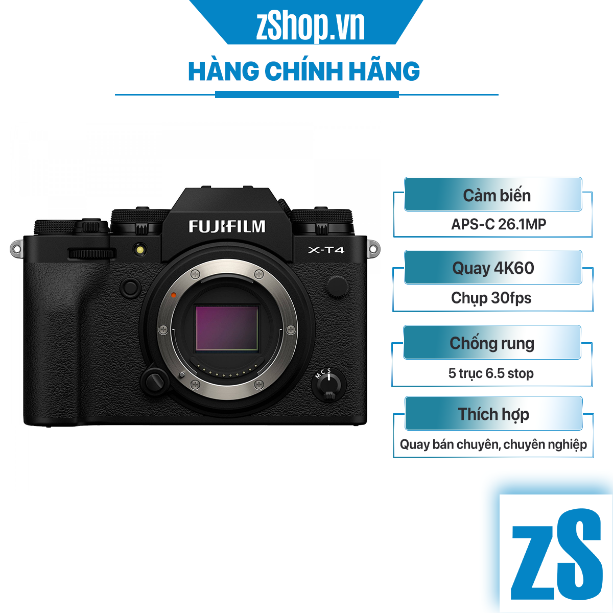 Máy Ảnh Fujifilm X-T4 (Đen/Bạc) (Hàng Chính Hãng