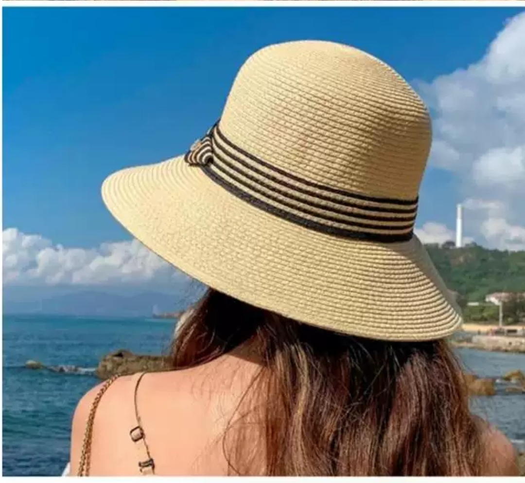 Nón Rộng Vành Đi Du Lịch Biển Mũ Rộng Nữ Chất Liệu Cói Thoáng Mát Viền Sọc Thời Trang Mới Cho Nữ dona25070302