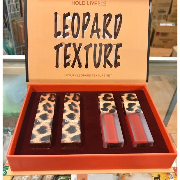 Bộ son HOLD LIVE Leopard Luxury, 4 cây: 2 son thỏi, 2 son kem