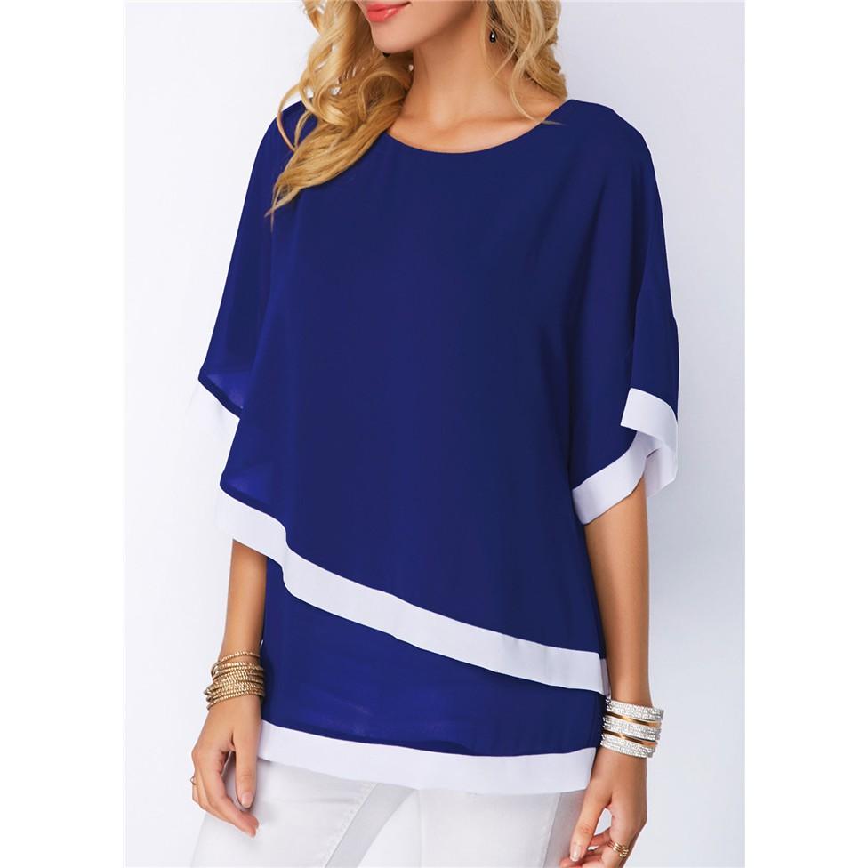 Tk429-áo kiểu tay cánh dơi viền màu s-6xl