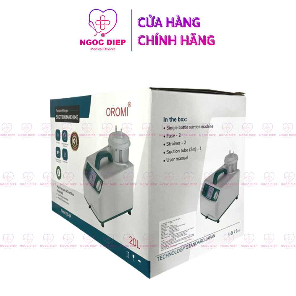 Máy hút dịch 1 bình tích hợp máy xông khí dung OROMI SS-6A - Bộ xông mũi họng 2 trong 1 - Hàng chính hãng