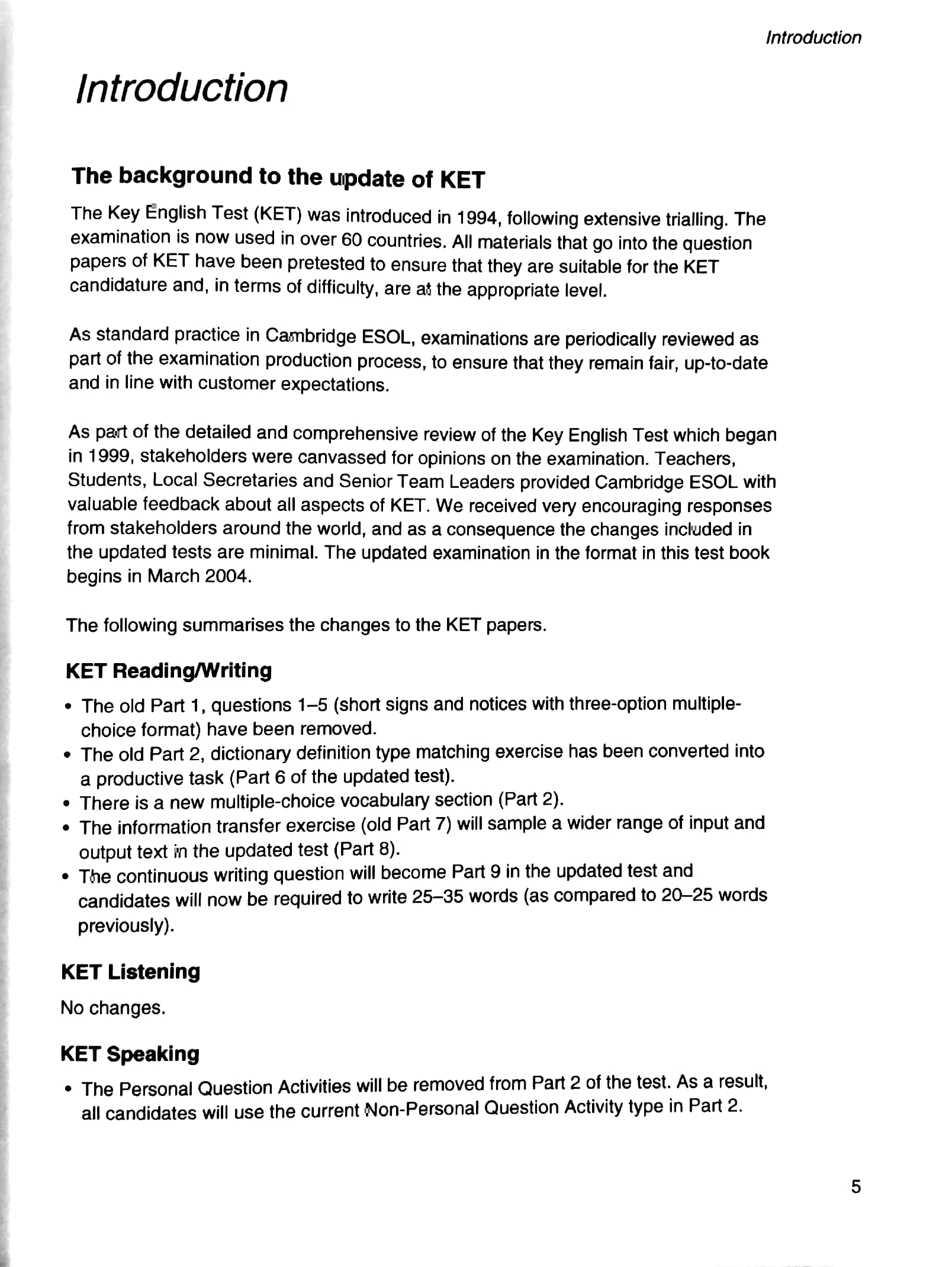 Cambridge Key English Test 1 Teacher's Book