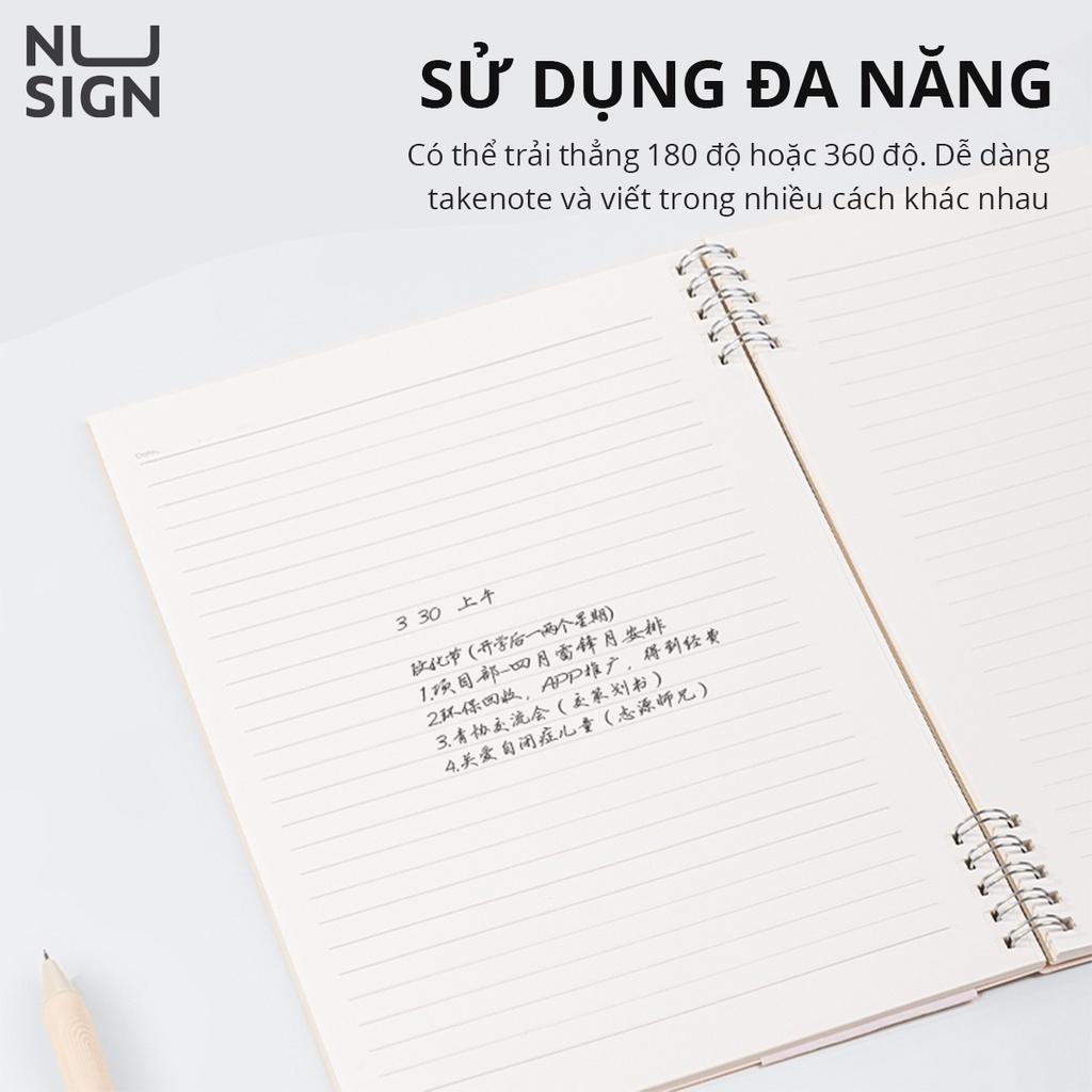 Sổ lò xo xoắn gáy NUSIGN cao cấp, 120 trang, chất giấy dai dày mịn chống lóa ăn mực, 4 màu - NS308