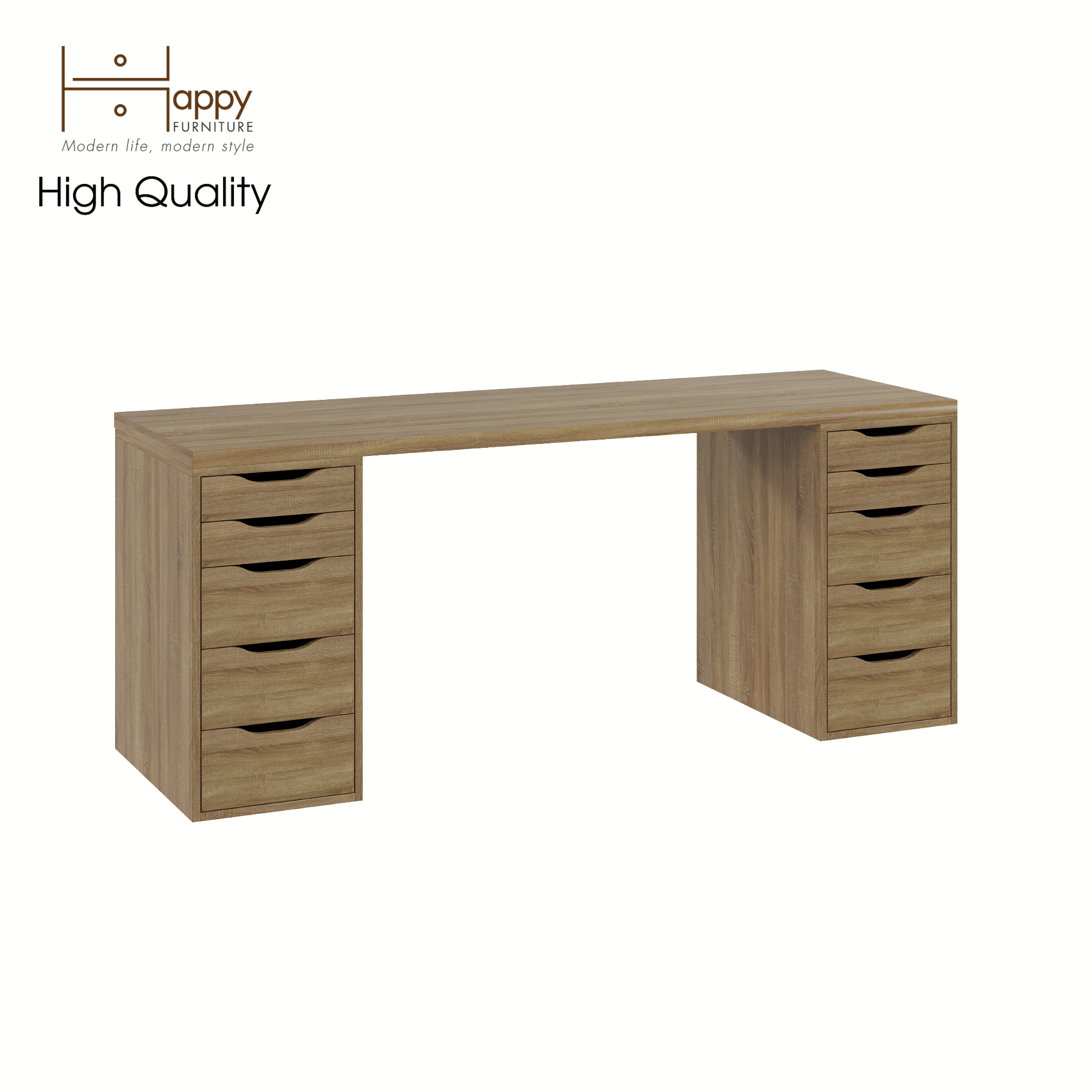 [Happy Home Furniture] LIDA, Bàn làm việc - 2 bên ngăn tủ, BAN_028, BAN_024