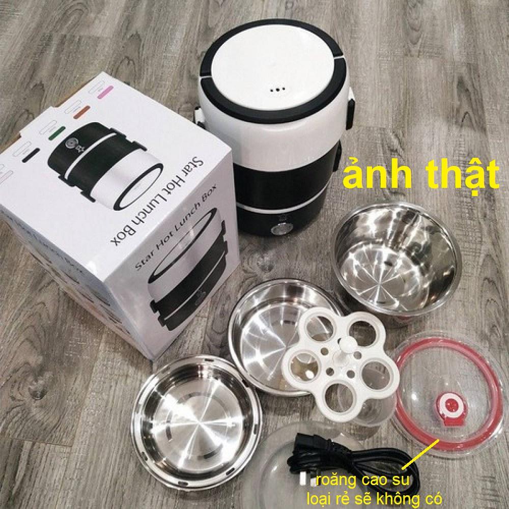 Hộp Cơm Hâm Nóng Cắm Điện 3 Tầng, Giữ Nhiệt, Hâm Nóng Nhanh Thức Ăn, Lõi Inox Cao Cấp