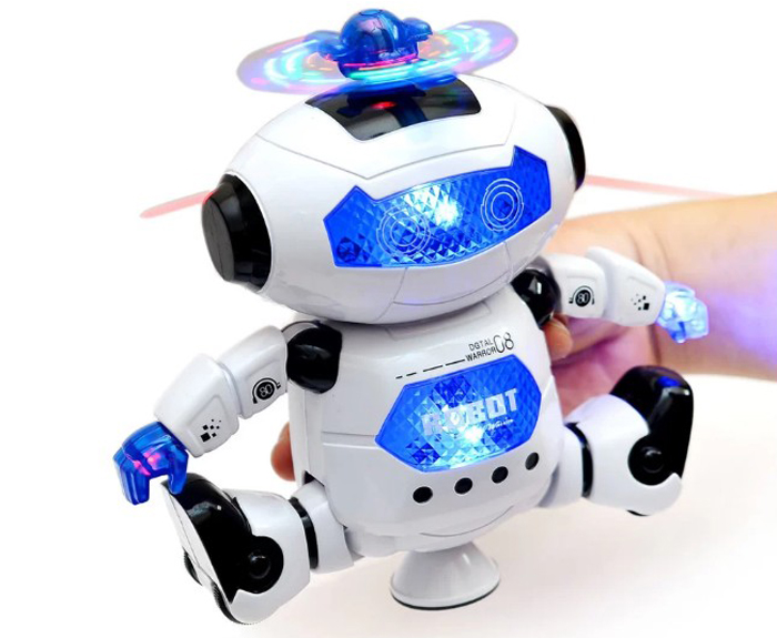 Đồ Chơi Robot Nhảy Múa Xoay 360 Có Đèn Led