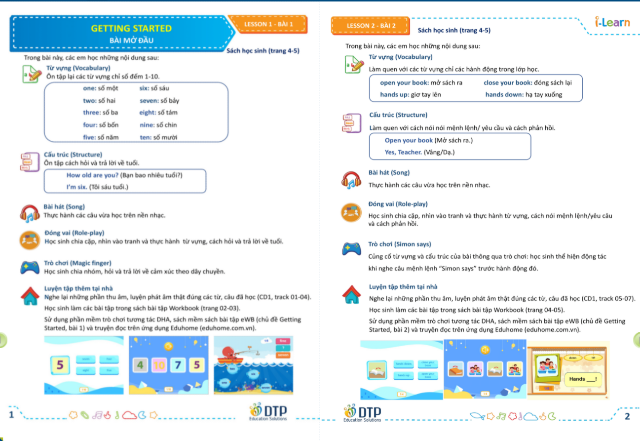 Tiếng Anh 2 i-Learn Smart Start Cẩm nang hướng dẫn Phụ huynh