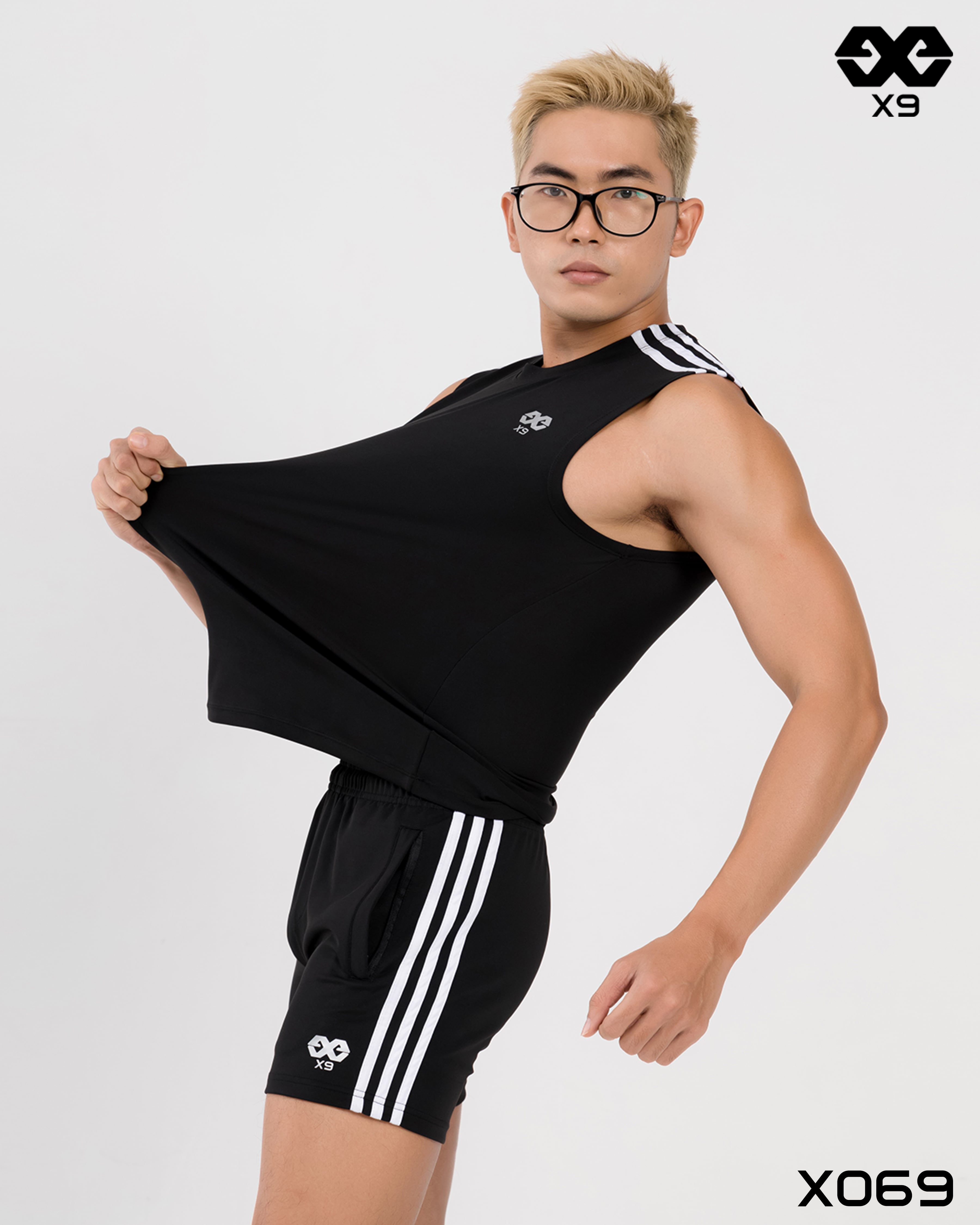 Áo Thun Nam Thể Thao 3 Sọc Vai Tập Gym Chạy Bộ Áo Tanktop Ba Lỗ Cao Cấp - X069 - X9 Sportswear