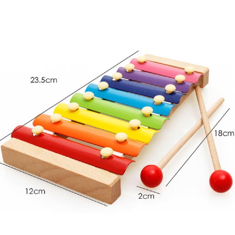 Đàn xylophone 8 thanh, đồ chơi âm nhạc đàn mộc cầm 8 thanh kích thích thị giác và khả năng cảm nhận âm thanh