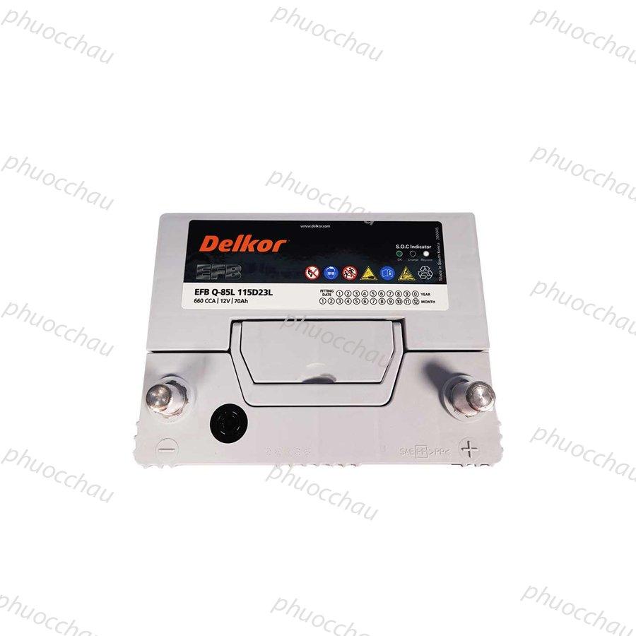 Ắc Quy Delkor EFB Q85 95D23L 12V-65Ah (Kiểu cực D23L - CCA 620A)