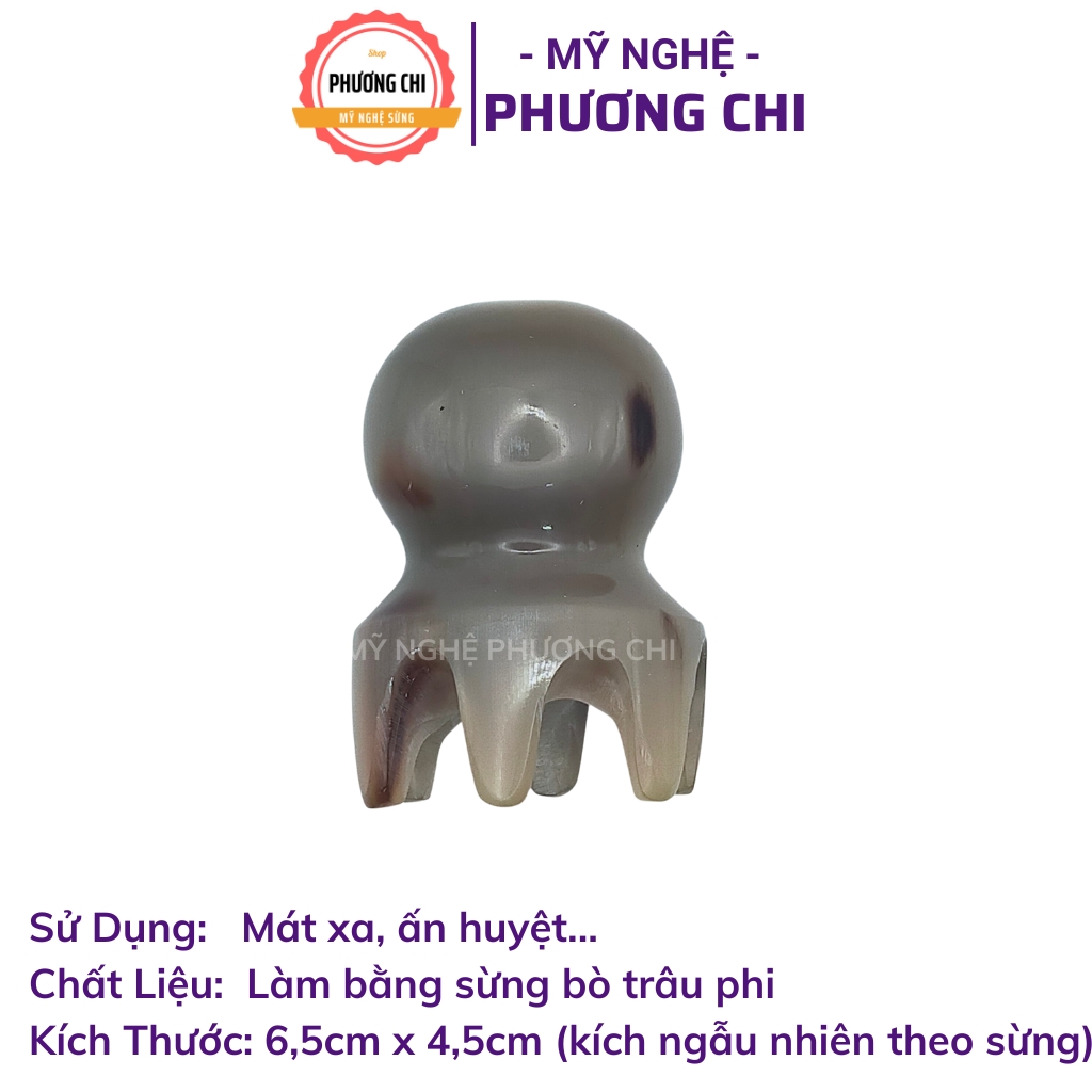 Dụng cụ massage đầu bằng sừng hình bạch tuộc, Cây mát xa đầu giúp lưu thông máu | Mỹ nghệ phương chi