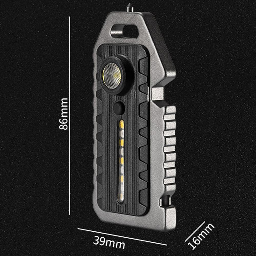 Portable Rechargeable Camping Light Pocket Work Light with 5 Light Modes Emergency Whistle Window Breaker Bottle Opener