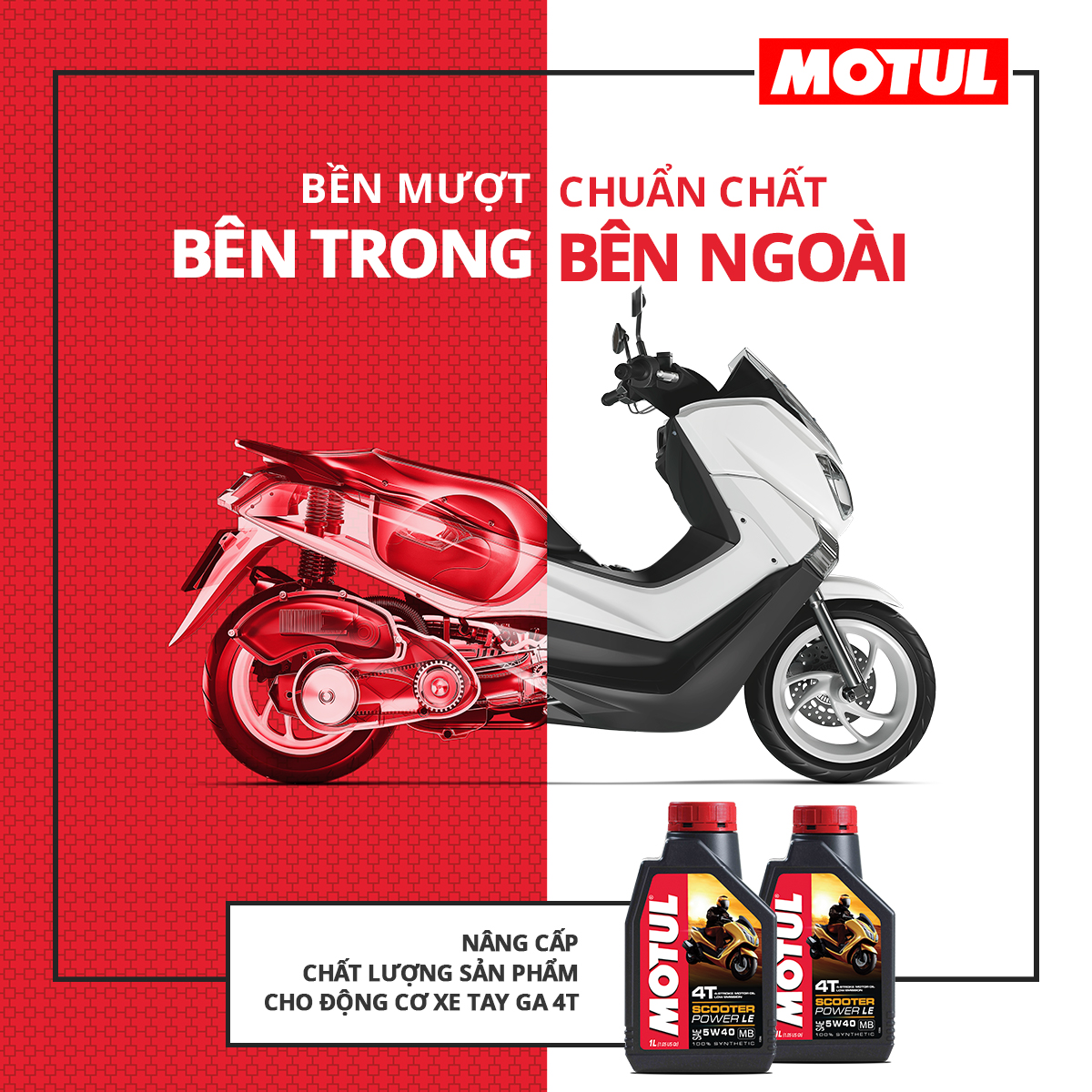 Combo nhớt xe tay ga Motul Power Le 800ml + nhớt hộp số Motul Gear oil 120ml