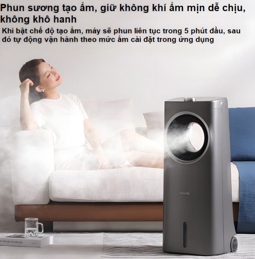 HÀNG CHÍNH HÃNG - Quạt không cánh làm mát, phun sương tạo ẩm. Kiêm lọc không khí ion âm và khử khuẩn UV, Serial 4000. Thương hiệu Hà Lan cao cấp Philips - ACR4246X