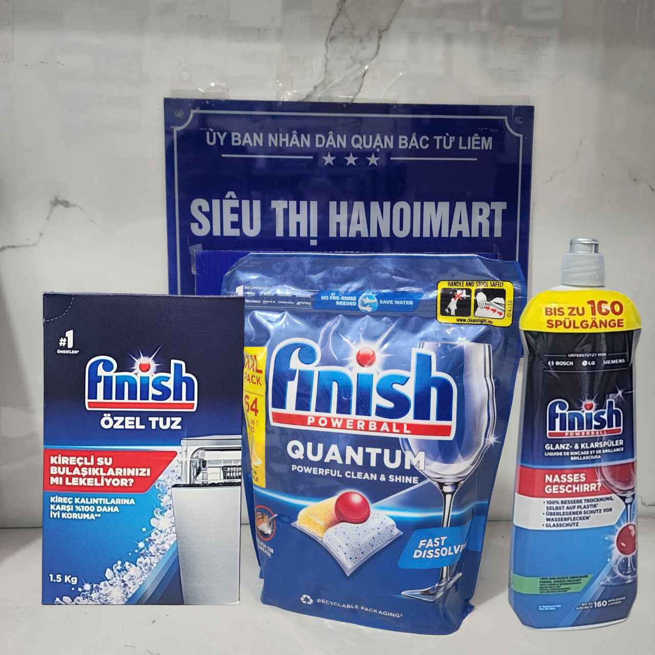 Combo Viên Rửa Bát Finish Quantum 64 V Muối Finish 1.5Kg Bóng Finish 750Ml - Combo Viênmuốibóng