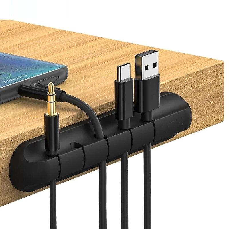 L16 Bộ tổ chức cáp Silicone USB Winder Desktop Tidy Quản lý clip Chủ sở hữu cho dây tai nghe chuột