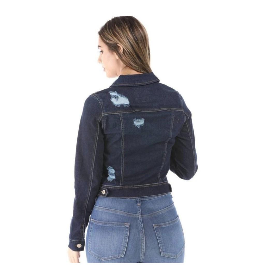 Áo khoác jeans nữ rách, áo khoác bò nữ rách WAX JEAN xuất xịn dáng ngắn